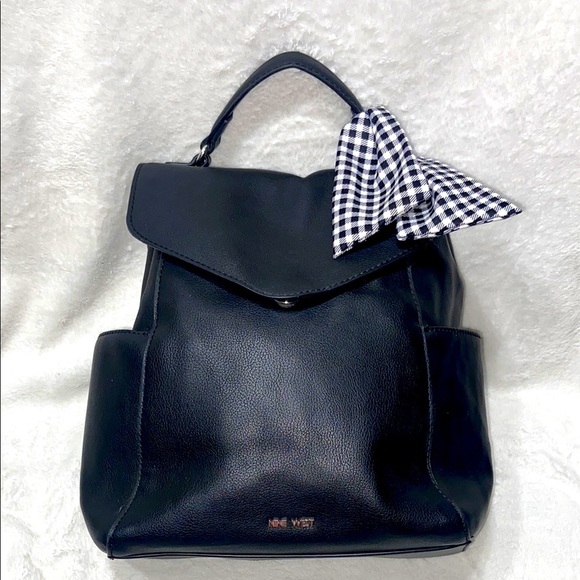 Nine West Black Handbag with Gingham Bow